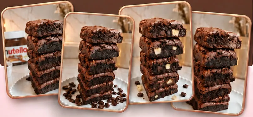 Torres de brownies de distintos sabores